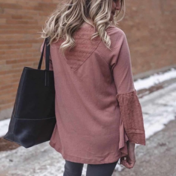 Free People Flowy Crochet Bell Sleeve Boho Tunic - Picture 5 of 16